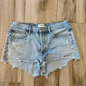 AGOLDE Parker Cut Off Denim Shorts Womens Size 29 Light Wash Distressed